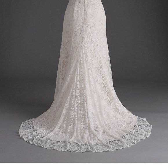 David's bridal allover lace trumpet gown - Picture 3 of 11